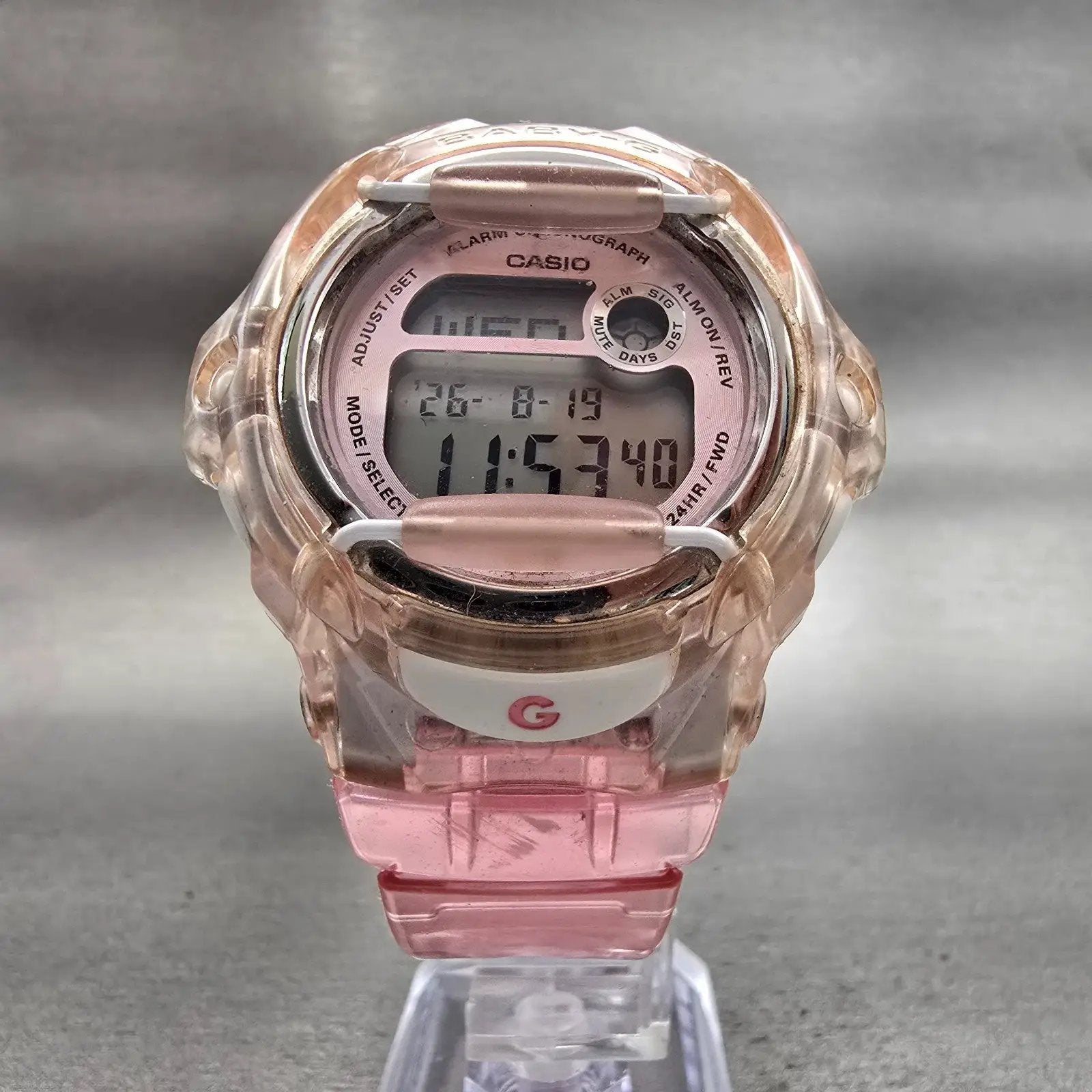 Casio Baby-G GB-169U Watch Women 43mm Pink Dial Clear Case Chrono Alarm New Batt5