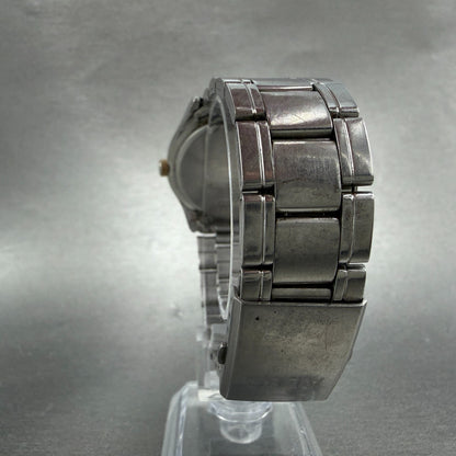 Seiko ALBA Watch Men 36mm White Dial Two Tone Date Round 7N42-0AD0 PARTS9