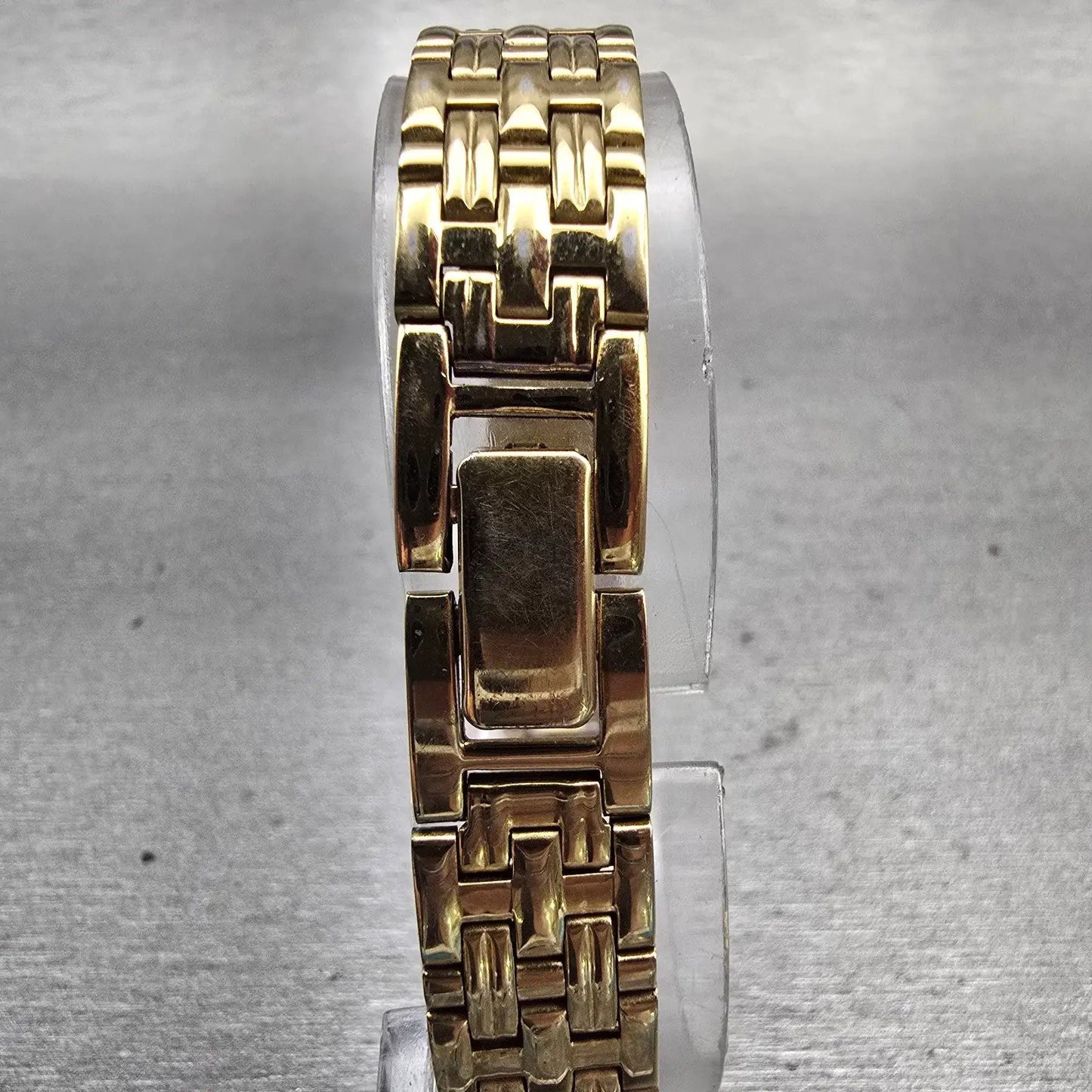 Seiko Watch Women 13mm Gold Dial Gold Tone Rectangle 2E20-7021 New Battery VTG7