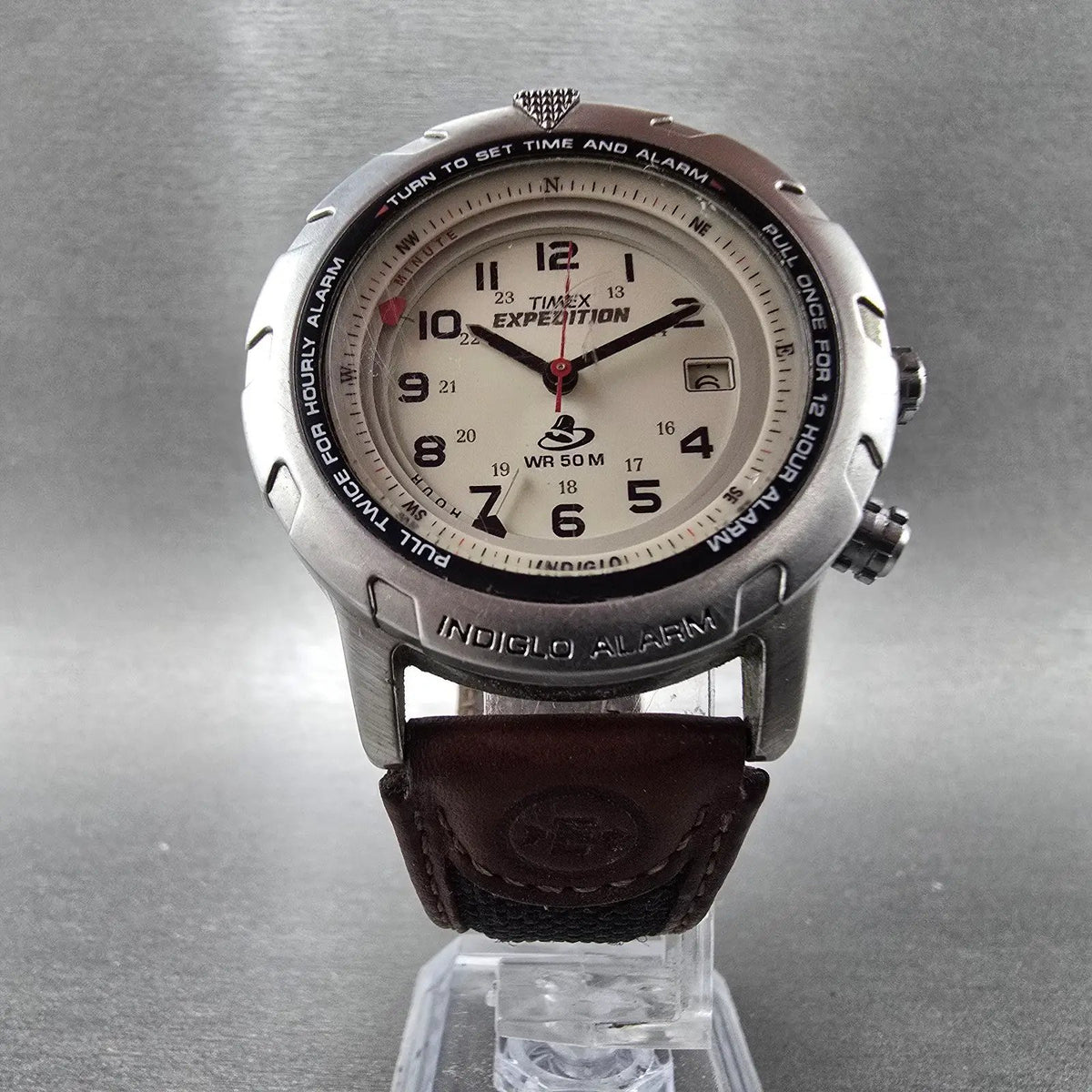 Timex Shenmue Watch Men 39mm Cream Dial Silver Date Alarm Round New Battery5