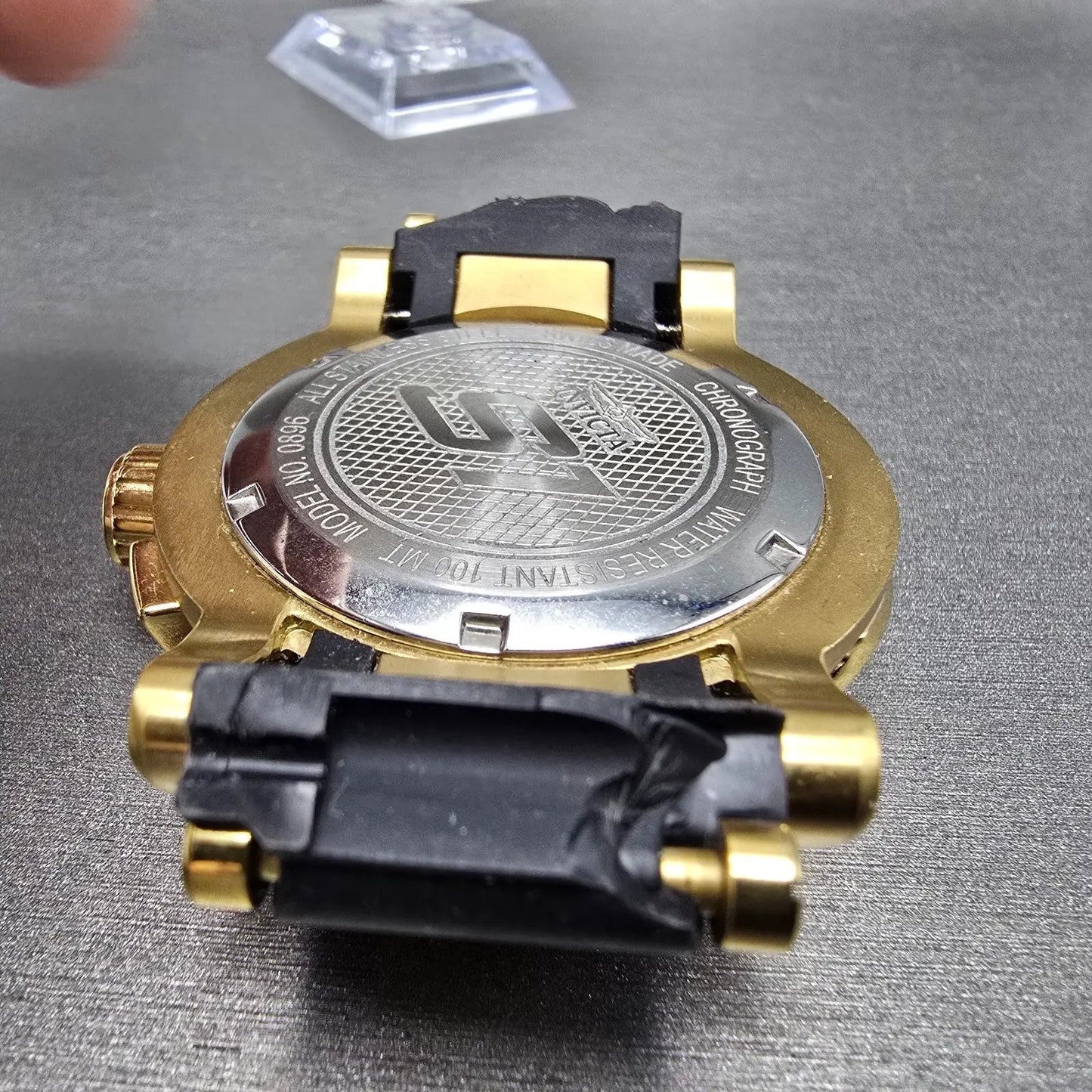Invicta S1 Chronograph Watch Men 51mm Black Dial Gold Tone Date 0896 New Battery8