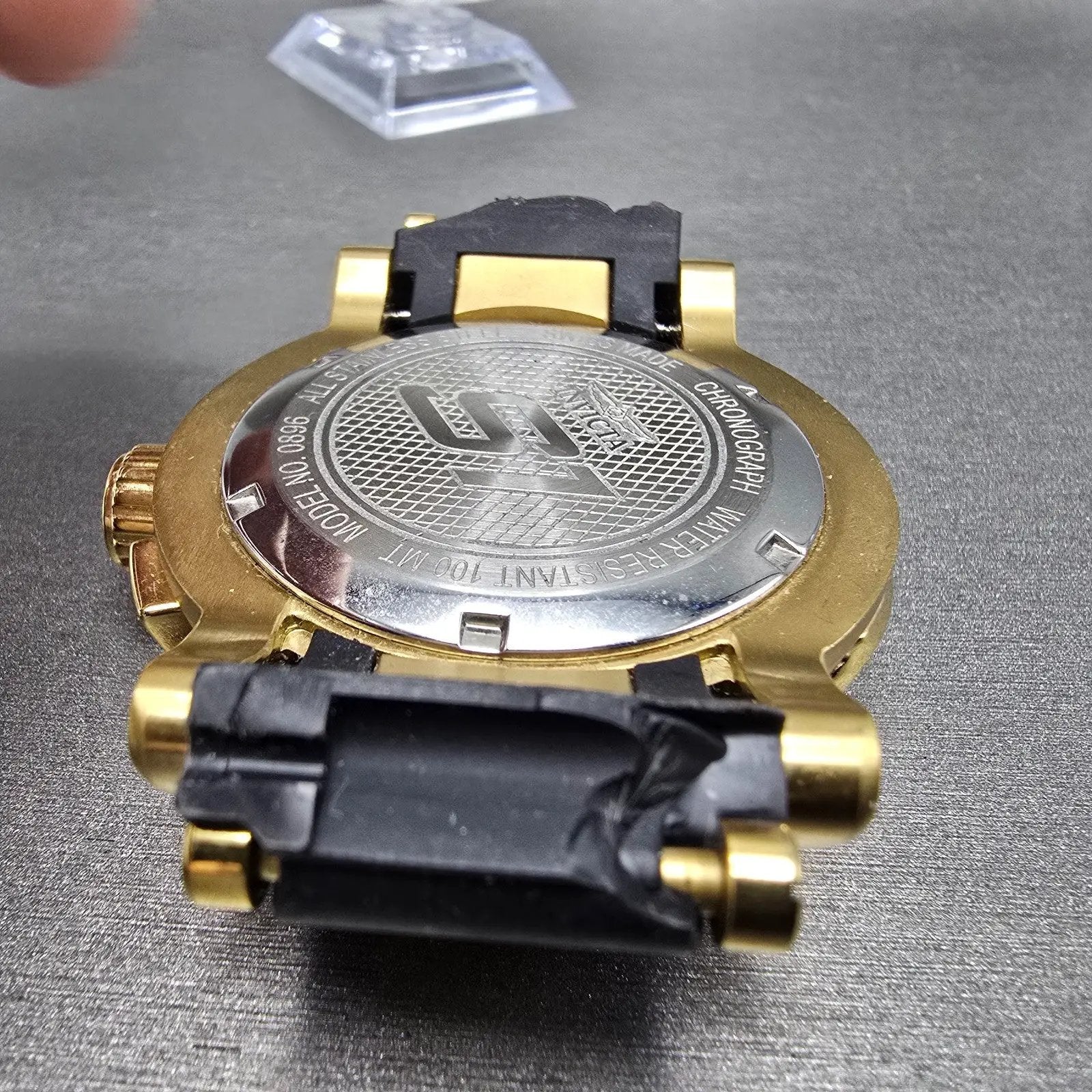 Invicta S1 Chronograph Watch Men 51mm Black Dial Gold Tone Date 0896 New Battery8