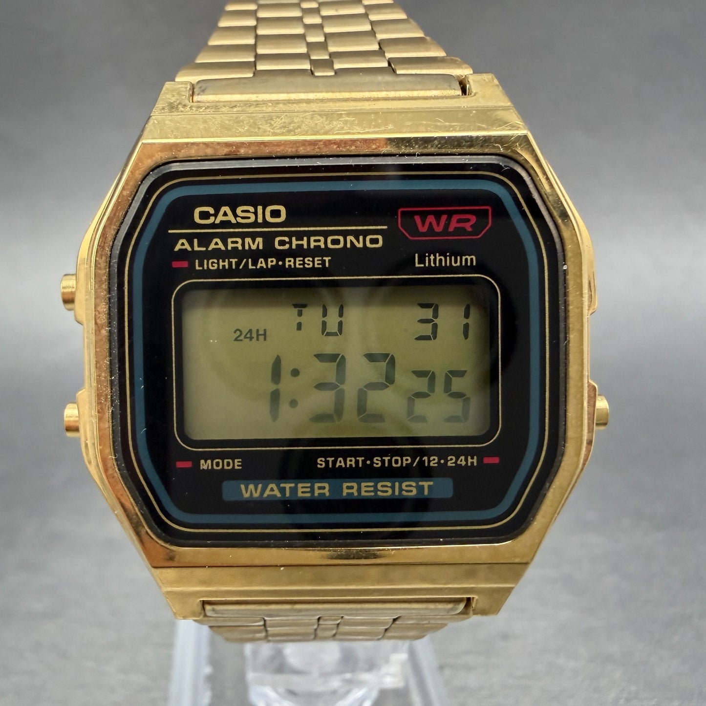 Casio Digital Watch Men 33mm Gold Tone Alarm Chrono Daydate A159WGE New Battery0