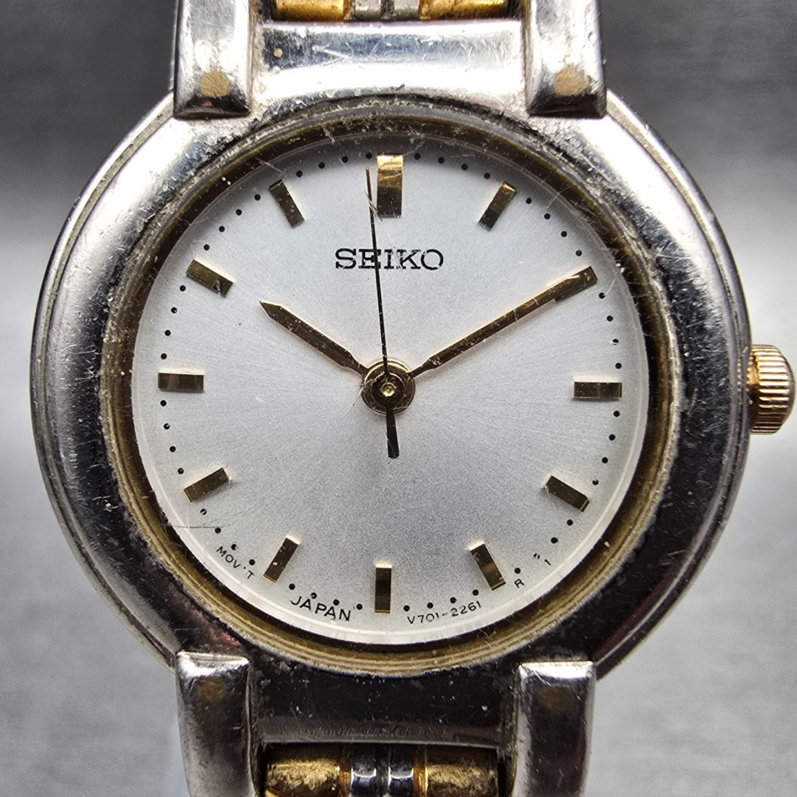 Seiko Watch Women 24mm Silver Dial Silver Tone Round V701-1791 New Battery JP1