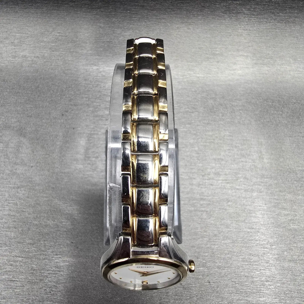 Seiko Watch Women 22mm White Dial Two Tone Round 1N00-0RM0 Bracelet New Battery4