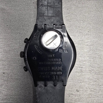 Swatch Chrono Moonshadow Watch Men 37mm Black Dial Black Tone SCB110 New Bat NOS8