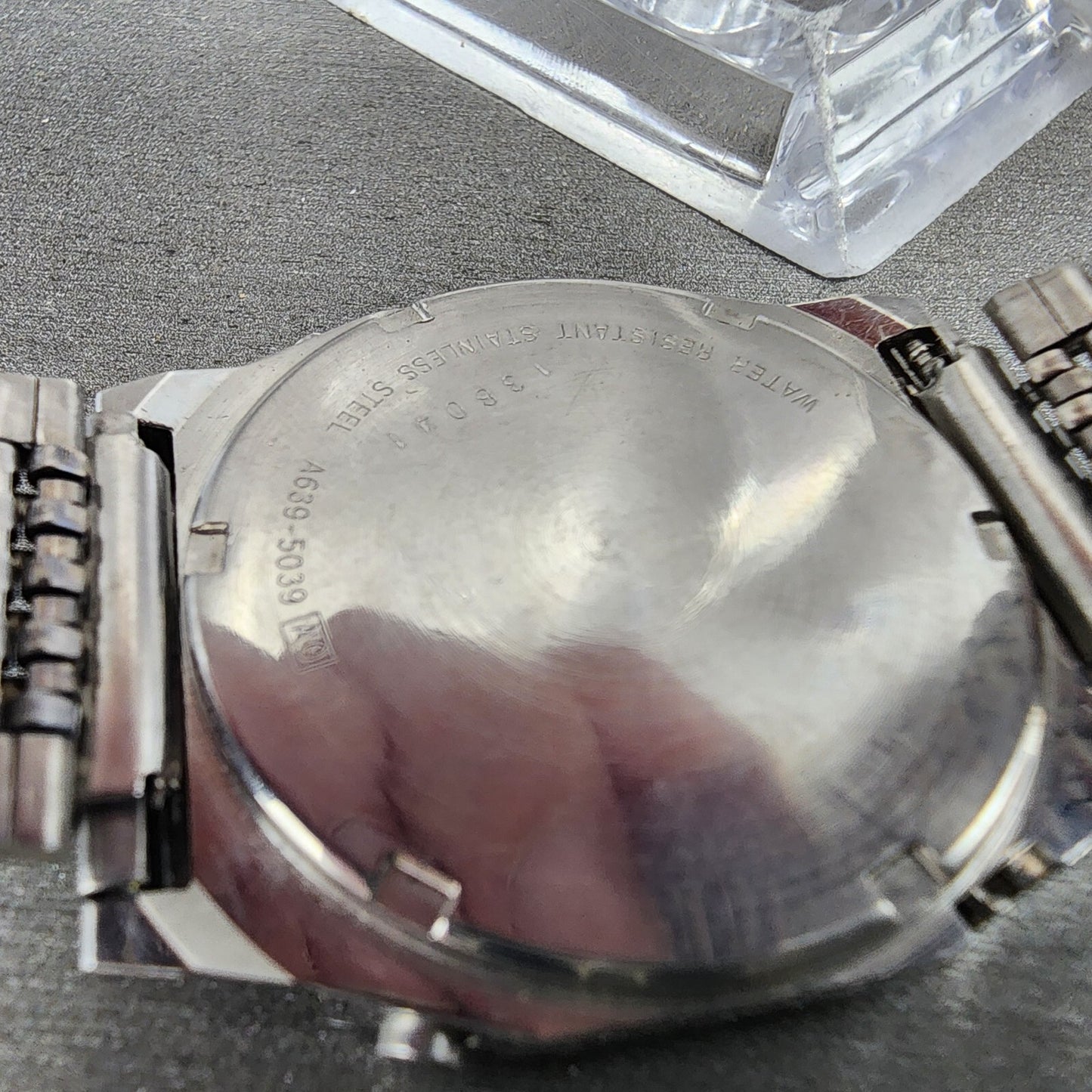 Seiko Digital Watch Men 33mm Silver Tone Alarm Chrono A6395039 READ!!!!9