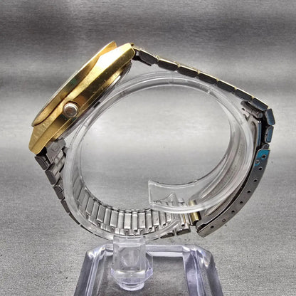 Seiko SQ Watch Men 34mm Gold Dial Gold Tone Daydate Round 8223-8009 New Battery6