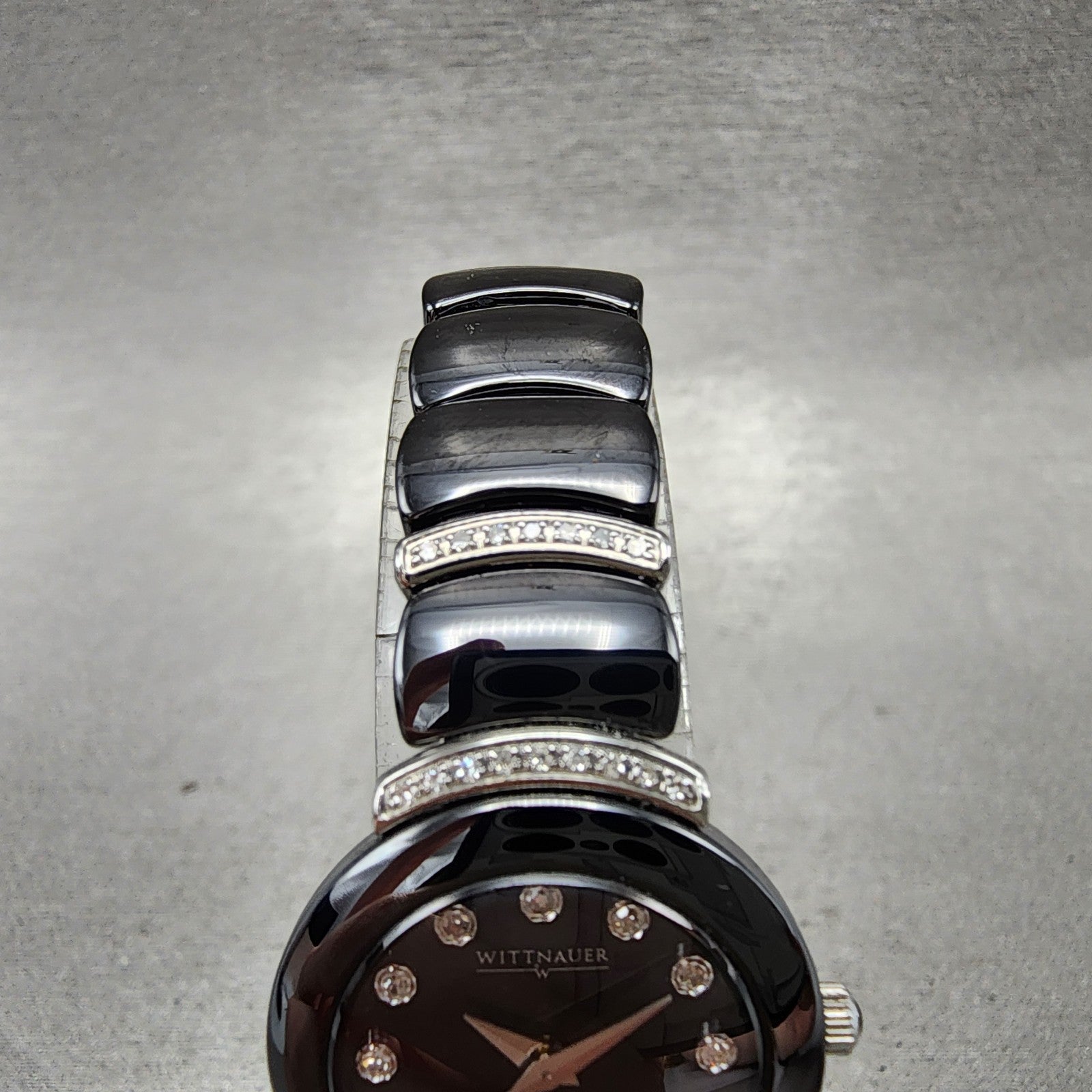 Wittnauer Watch Women 24mm Black Dial Black Ceramic Diamond Accent New Battery4