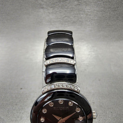 Wittnauer Watch Women 24mm Black Dial Black Ceramic Diamond Accent New Battery4