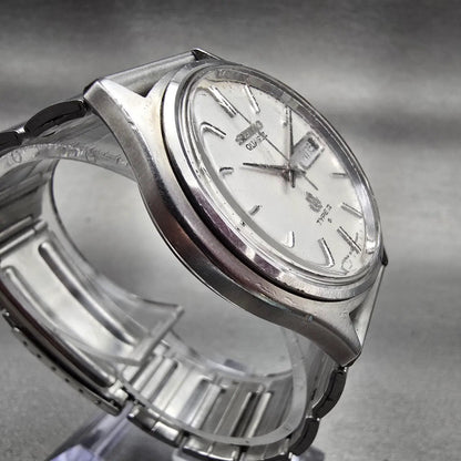 Seiko Type II Watch Men 36mm Silver Dial Silver Tone Daydate 7546-7010 New Batt3