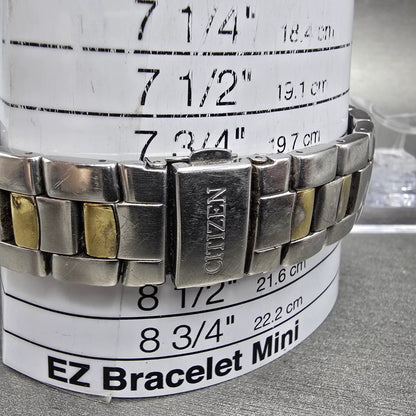 Citizen Eco-Drive Watch Men 39mm White Dial Two Tone Date F810-S005353 Runs10