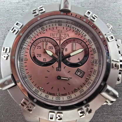 Invicta Sub Aqua Noma III Chronograph Watch Women 42mm Pink Dial Steel New Batt1
