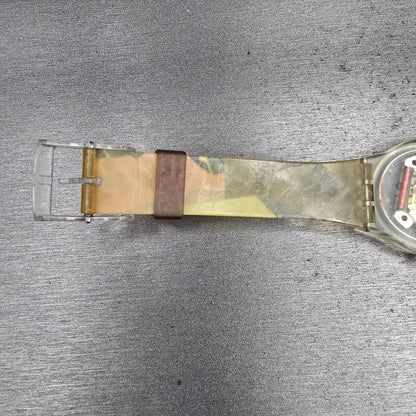 Swatch Rave Watch Women 34mm Purple Dial Clear Case Round GK134 New Battery13