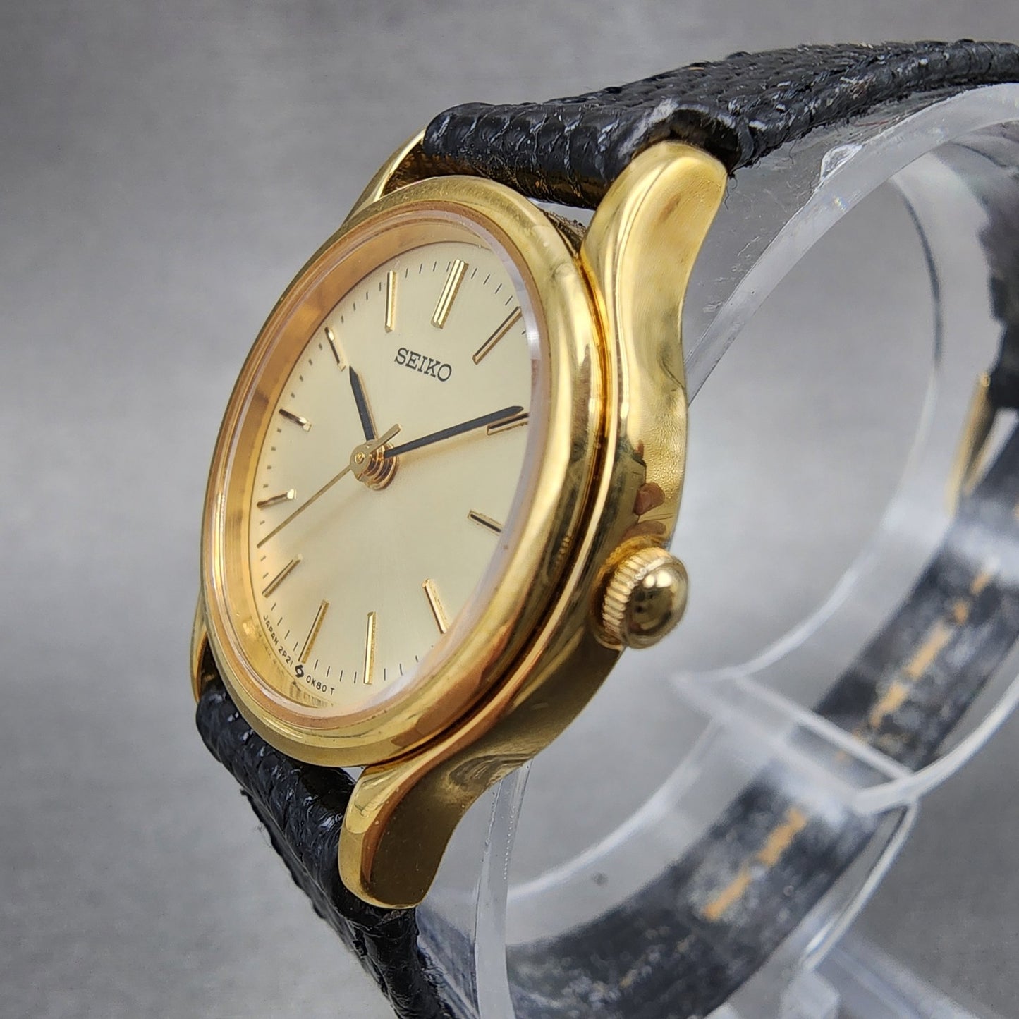 Seiko Watch Women 23mm Champagne Dial Gold Tone 12p210b90 New Battery2