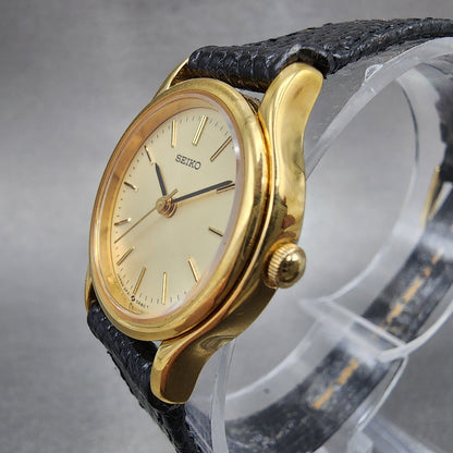 Seiko Watch Women 23mm Champagne Dial Gold Tone 12p210b90 New Battery2
