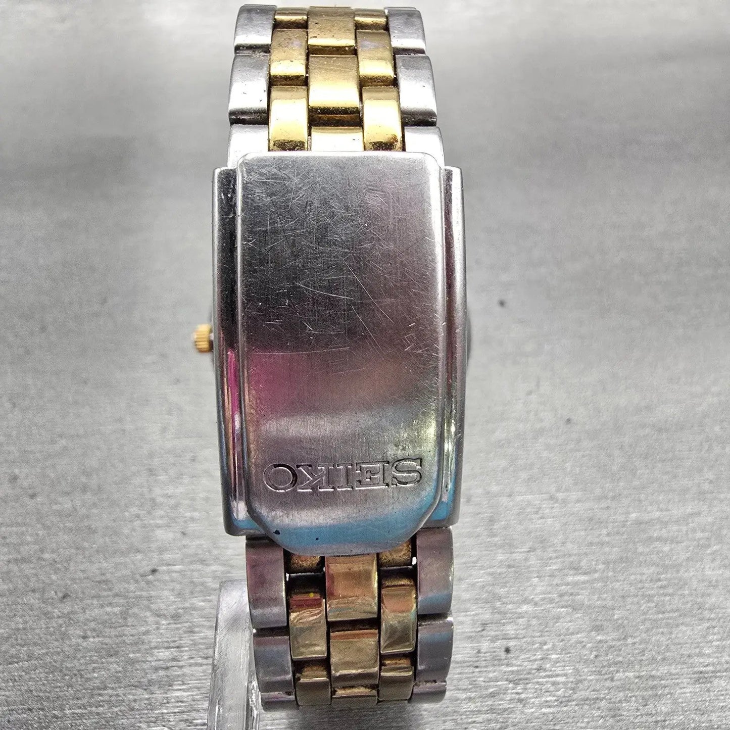 Seiko Watch Men 37mm Silver Dial Two Tone Daydate Round 7N43-9048 New Battery7