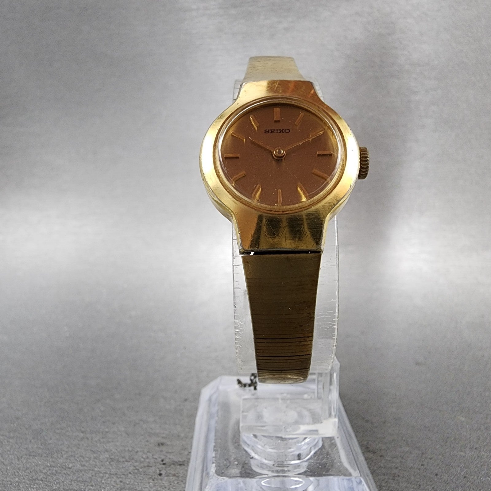 Seiko Watch Women 22mm Champagne Dial Gold Tone Manual Wind 11001440 Runs5
