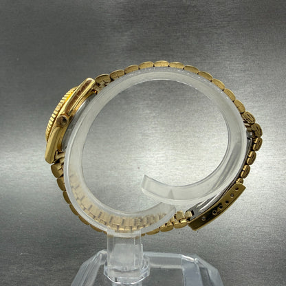 Seiko SQ Watch Women 24mm Champagne Dial Gold Tone Daydate 3e23-0a69 New Battery6