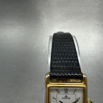 Seiko Lorus Tank Watch Women 17mm White Dial Gold Tone V810-5000 New Battery4