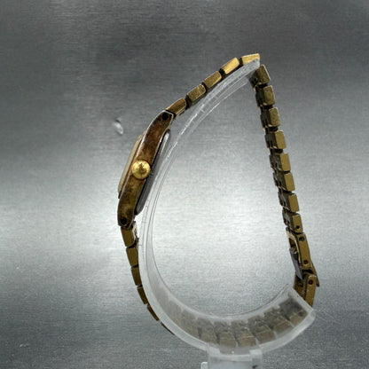 Seiko Watch Women 17mm Champagne Dial Gold Tone Octagon 5420-5420 New Battery6
