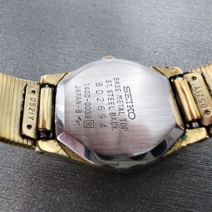 Seiko Watch Women 20mm Gold Dial Gold Tone Round 14000039 New Battery9