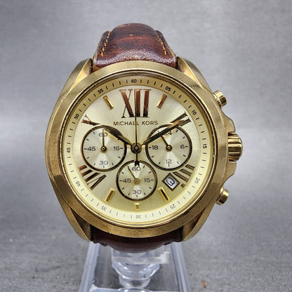 Michael kors Bradshaw Watch Women 36mm Champagne Dial Gold Tone Date New Battery0