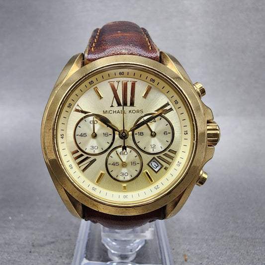 Michael kors Bradshaw Watch Women 36mm Champagne Dial Gold Tone Date New Battery0