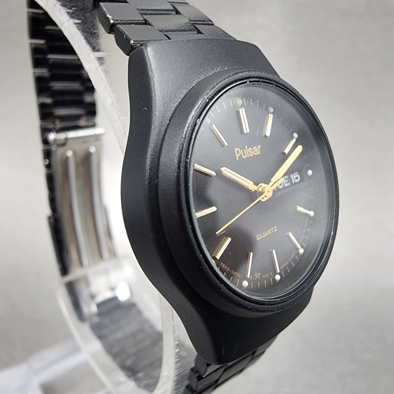 Pulsar Watch Women 25mm Black Dial Black Tone Daydate Round Y6430330 New Batt3
