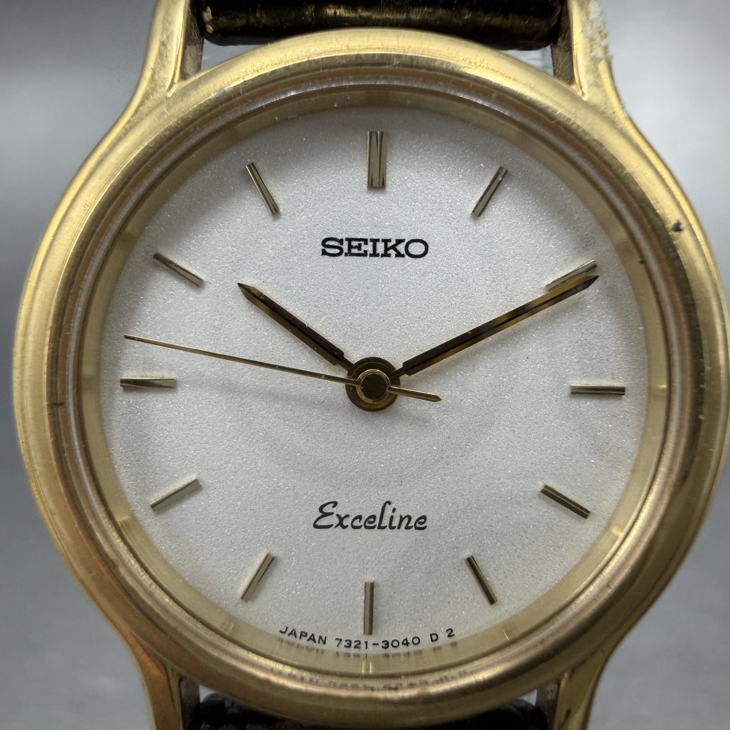 Seiko Exceline Watch Women 24mm White Dial Gold Tone 7321-044B New Battery1