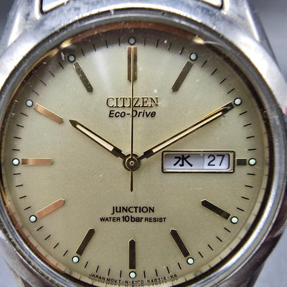 Citizen Junction Eco-Drive Watch Men 36mm Champange Dial Two Tone Daydate Works1