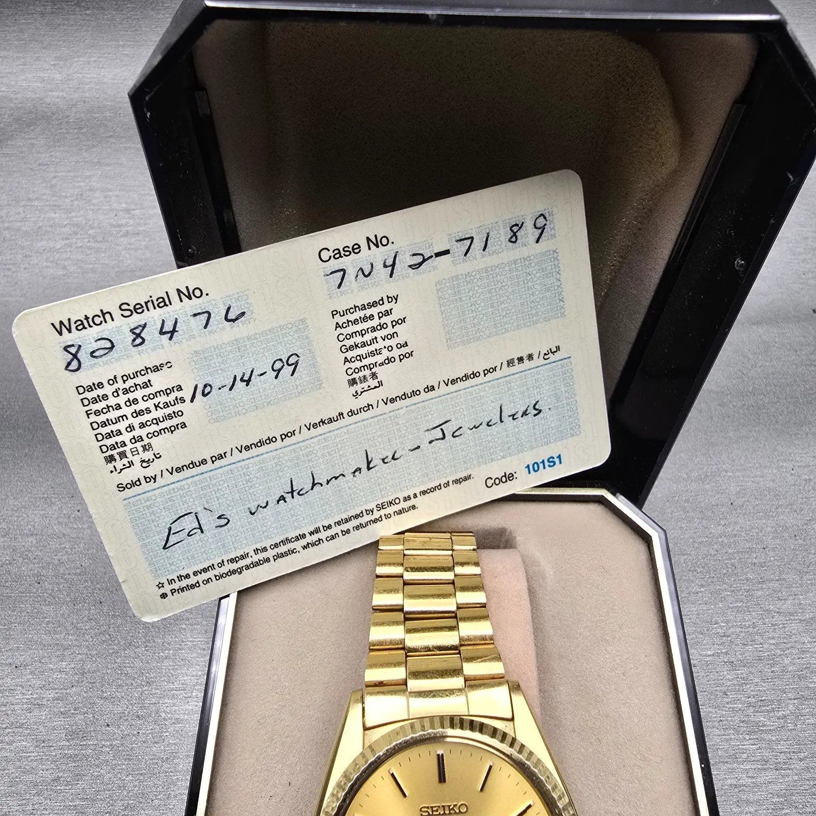 Seiko President Watch Men 36mm Gold Dial Gold Tone Daydate 5H23-8020 New Battery13