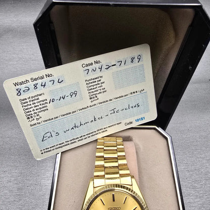 Seiko President Watch Men 36mm Gold Dial Gold Tone Daydate 5H23-8020 New Battery13