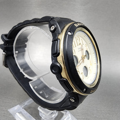 Casio BabyG Watch Women 42mm Cream Dial Black Tone Analog Digital New Battery3