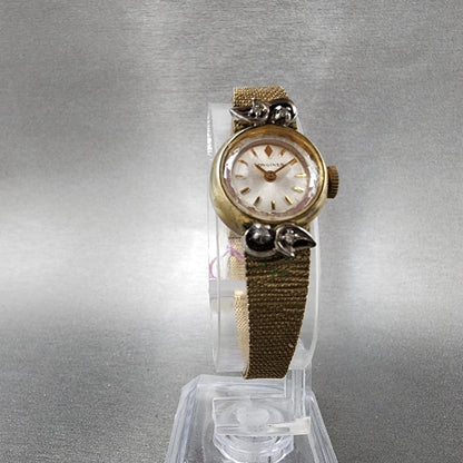 Longines Watch Women 17mm Silver Dial Gold Tone Diamond Manual Wind Runs NOS6