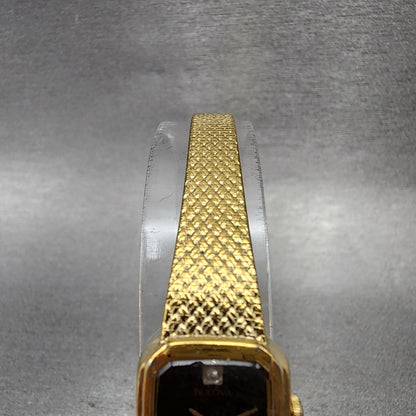 Bulova Tank Watch Women 16mm Black Dial Gold Tone Rectangle P4 New Battery4