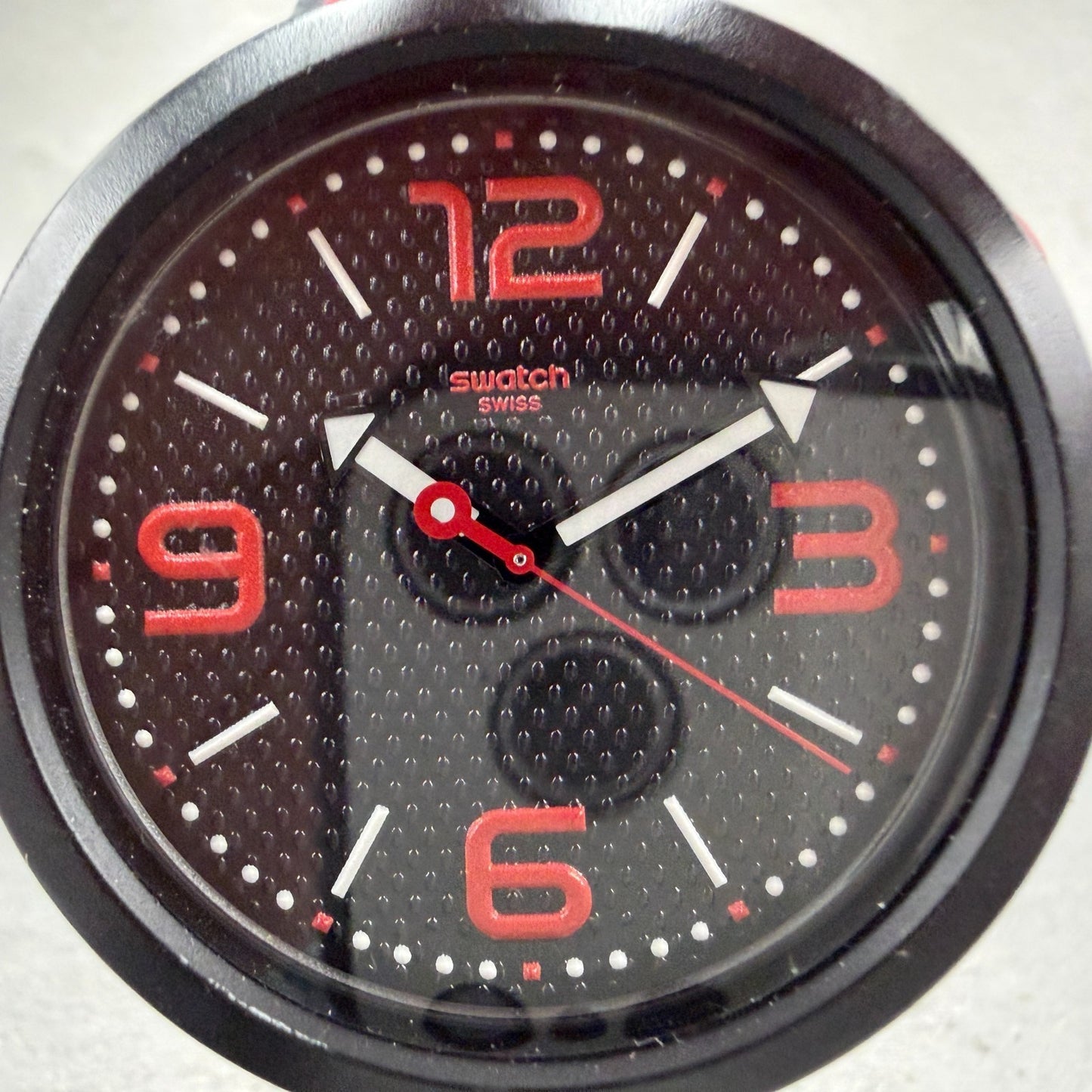 Swatch Big Bold BBBlood Watch Men 47mm Black Dial Black Tone Round New Battery1