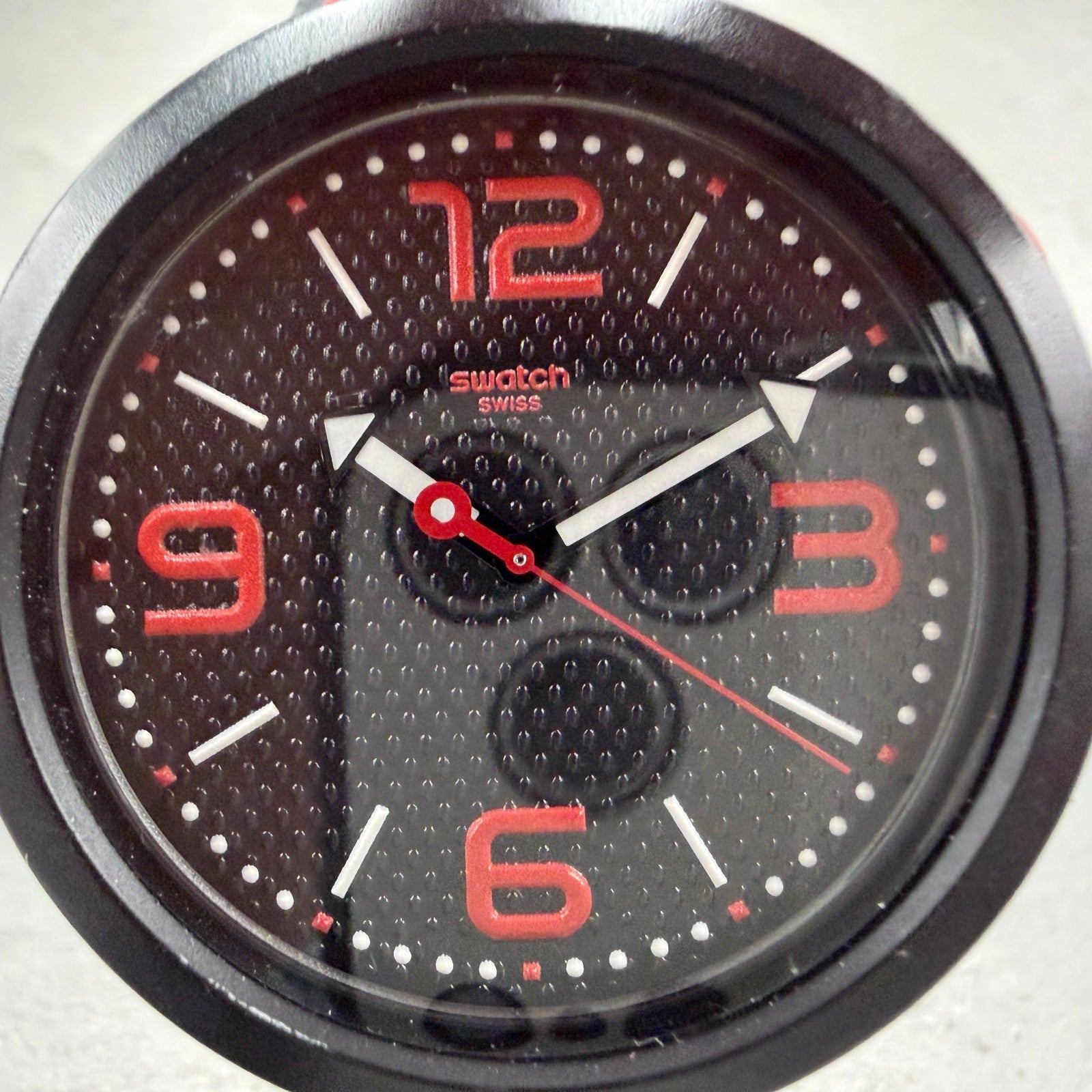 Swatch Big Bold BBBlood Watch Men 47mm Black Dial Black Tone Round New Battery1