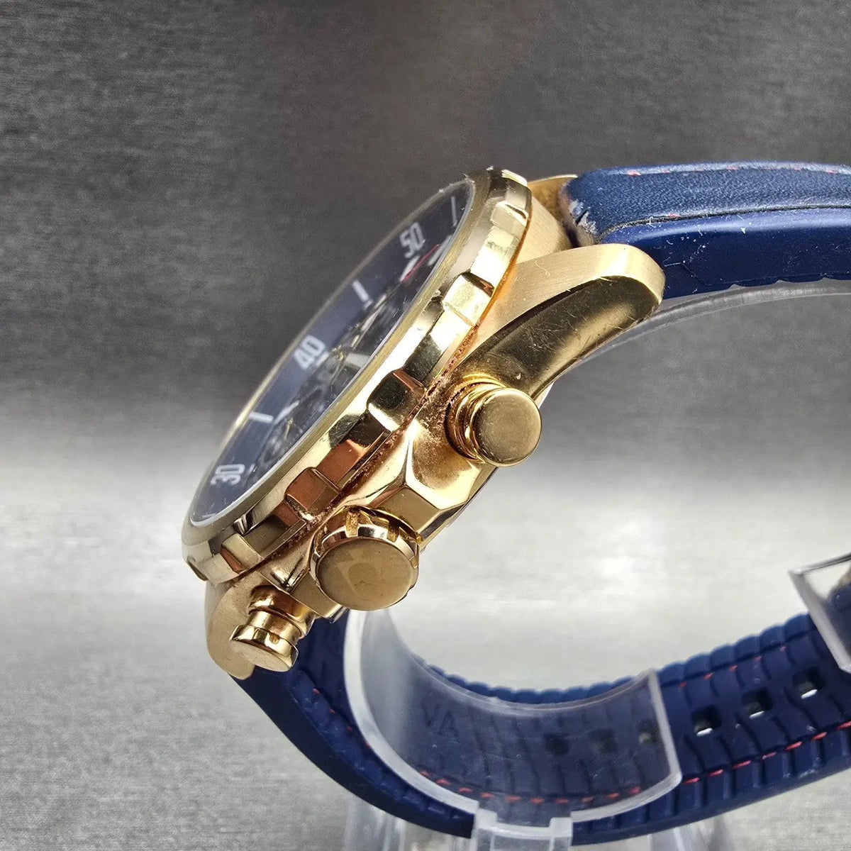 Bulova Marine Star Chronograph Watch Men 44mm Blue Dial Gold 97B168 New Battery2