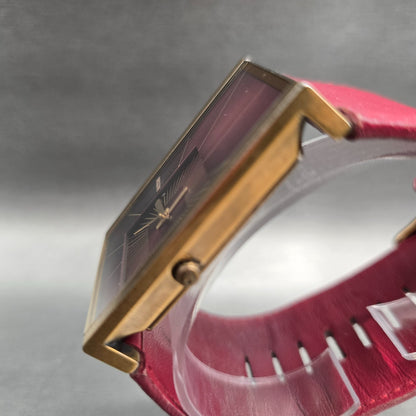 Nixon The Motif Watch Women 38mm Red Dial Gold Tone Rectangle New Battery2