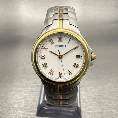 Seiko Watch Women 25mm White Dial Two Tone Round 1N01-H968 New Battery Vintage0