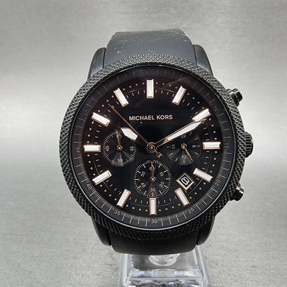 Michael Kors Scout Chronograph Watch Men 43mm Black Dial Black Tone New Battery