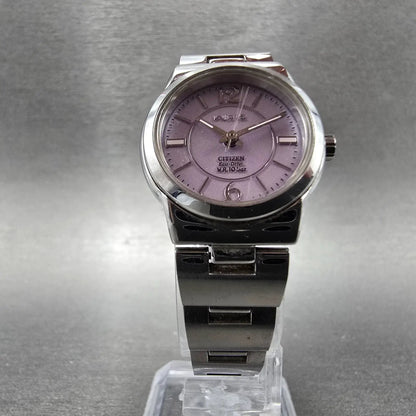Citizen Eco-Drive Wicca Watch Women 24mm Purple Dial Silver Round Works JDM5