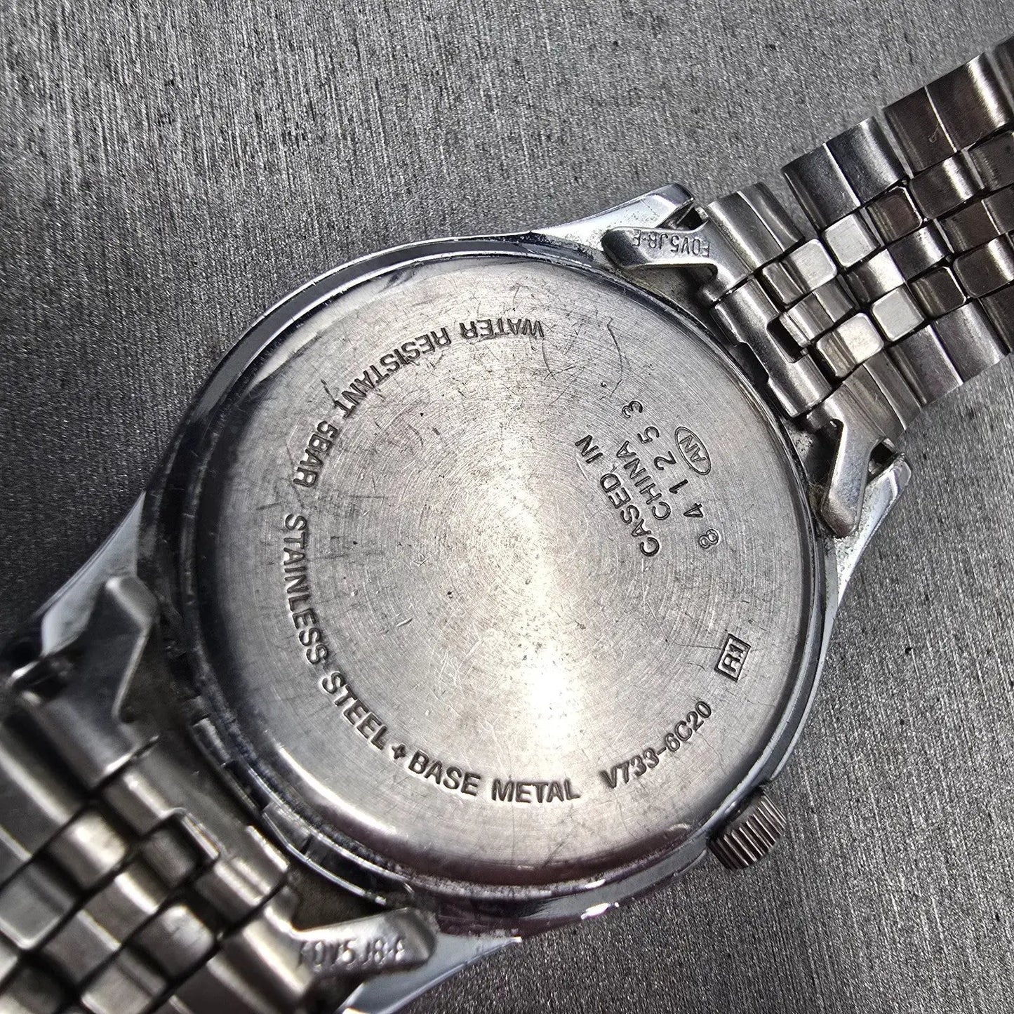 Seiko Alba Watch Men 34mm Luminous Dial Silver Tone Date V733-6C20 New Battery D10