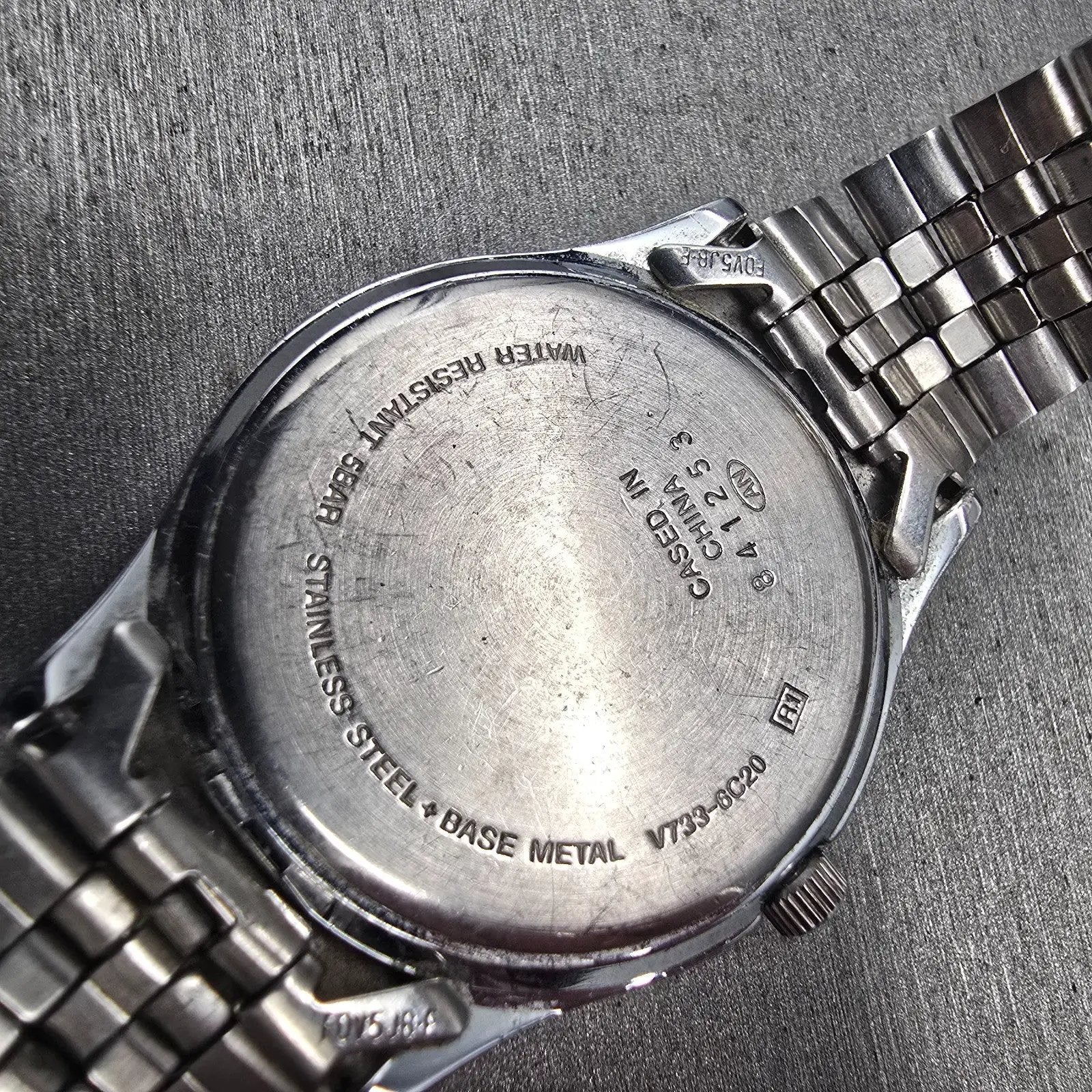 Seiko Alba Watch Men 34mm Luminous Dial Silver Tone Date V733-6C20 New Battery D10