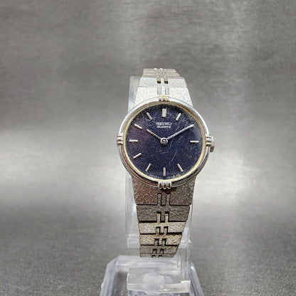 VTG Seiko Watch Women 19mm Blue Dial Silver Tone Round 1400-0250 New Battery