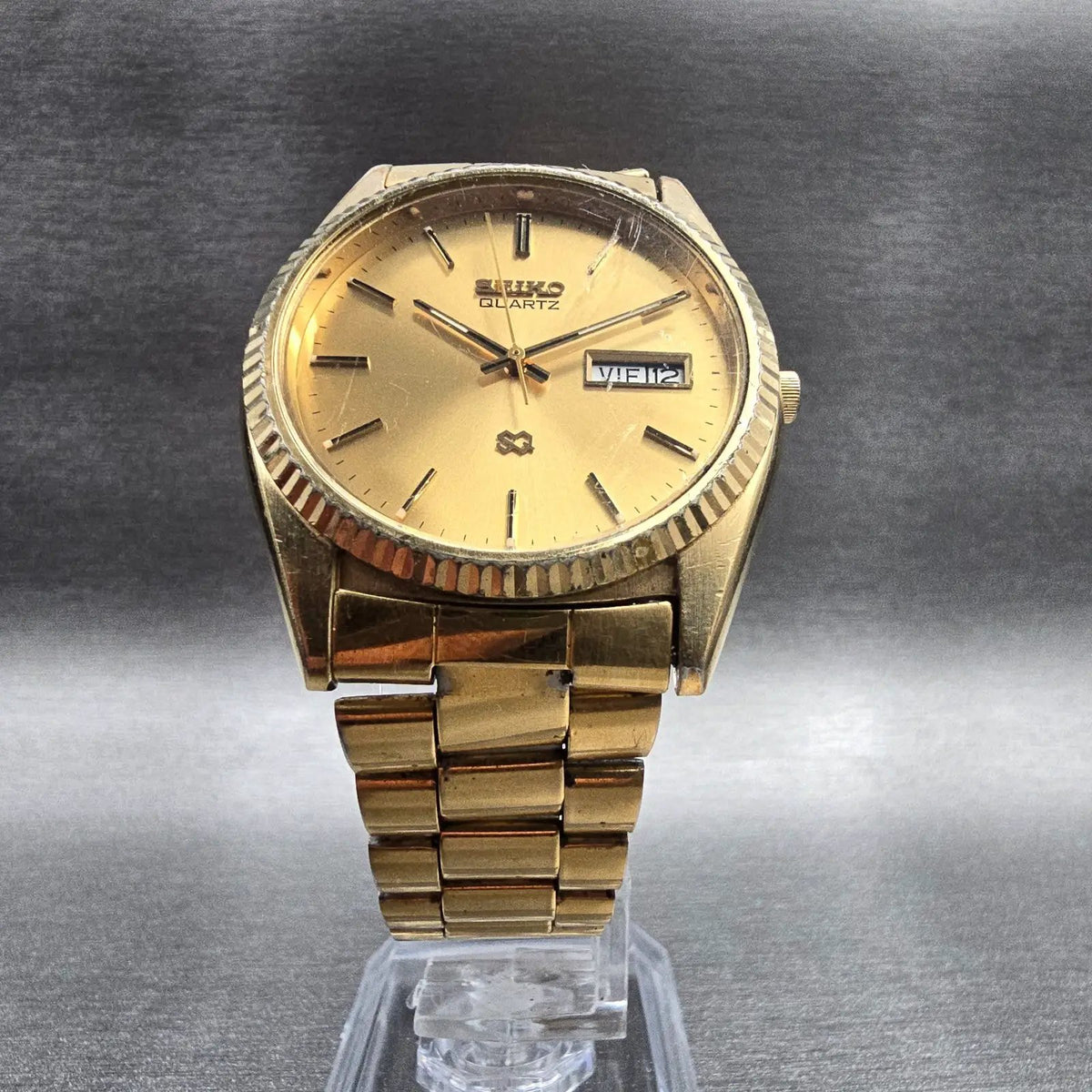 Seiko President Watch Men 36mm Gold Dial Gold Tone Daydate 5H23-8029 New Battery5