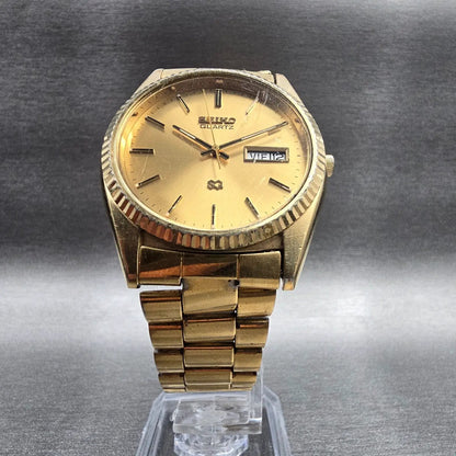 Seiko President Watch Men 36mm Gold Dial Gold Tone Daydate 5H23-8029 New Battery5