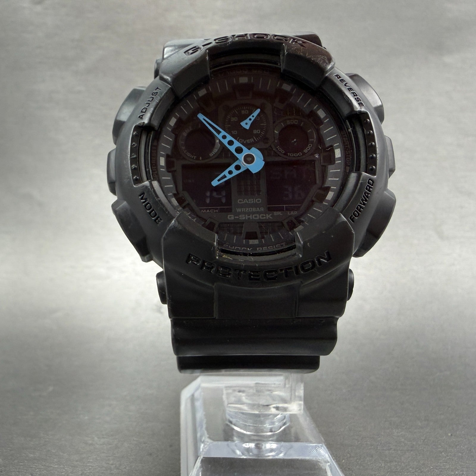 Casio G-Shock GA-100C Watch Men 51mm Gray Blue Alarm Chrono New Battery ABCD5