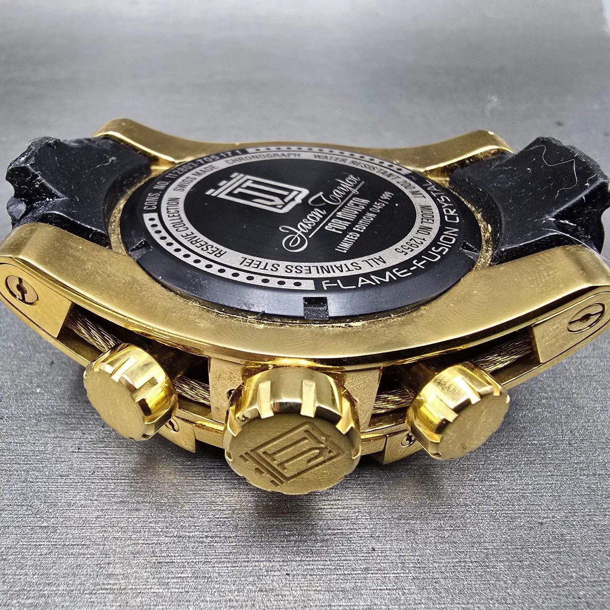 Invicta Jason Taylor Chronograph Watch Men 53mm Black Dial Gold Date 12955 READ7